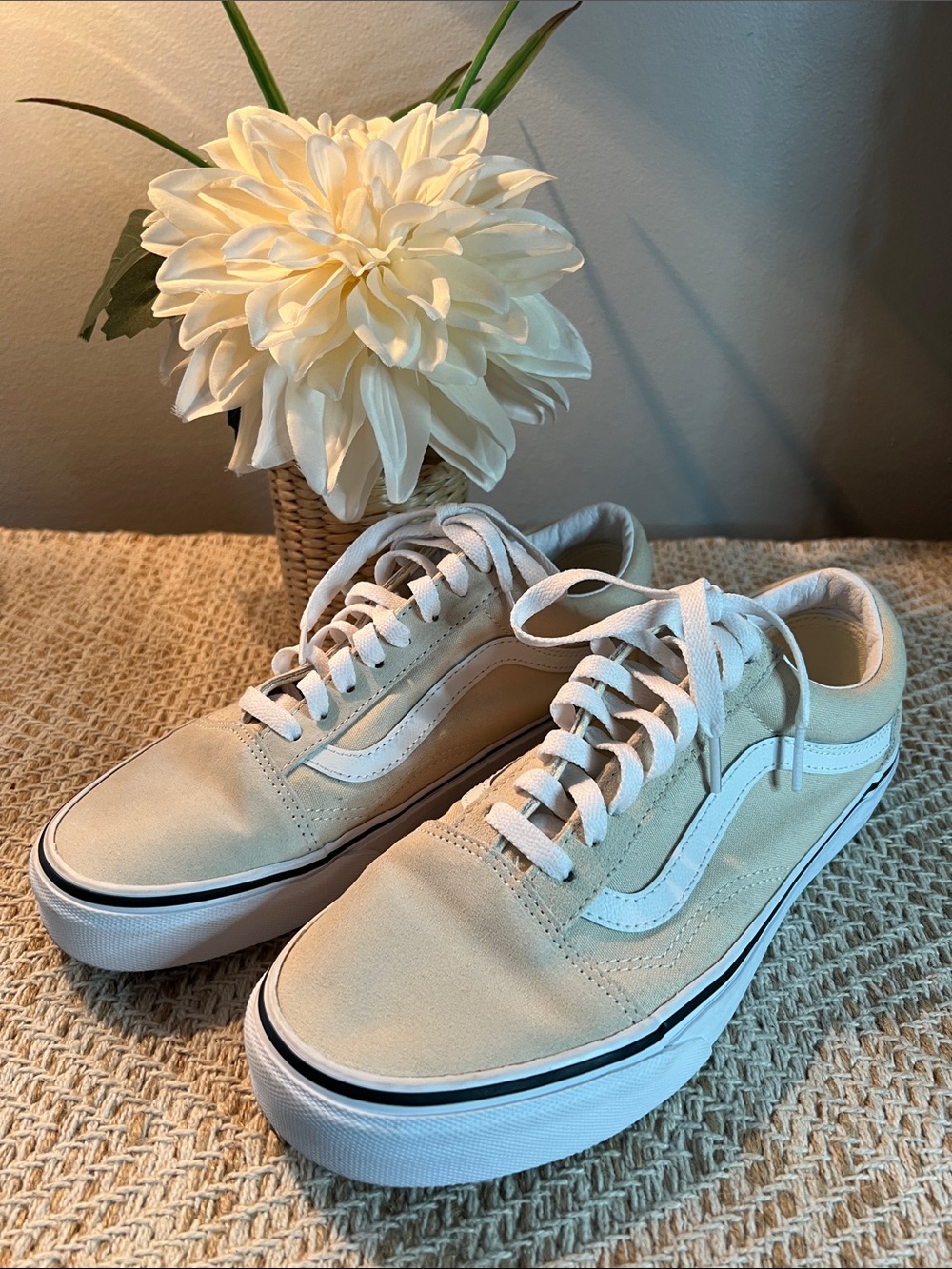 Vans Low-Top Sneakers in Cream and White